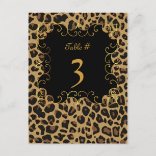 Wild Jaguar Print Wedding Tischnummer Card