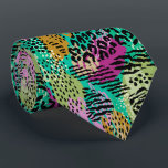 Wild Jungle Animal Print on Bright Abstract Colors Krawatte<br><div class="desc">Exotic wild animal prints - spots, stripes, leopard, cheetah, zebra - on bright color splash of fuchsia, pink, lime green, pale green, turquoise, teal, gold, tan and ivory, this men's neck tie is cool for the office, a night on the town, a wedding, your own wedding ceremony, for the groom...</div>