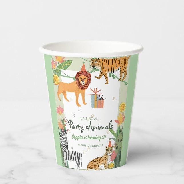 Wild Jungle Birthday Einladung Pappbecher (Vorderseite)