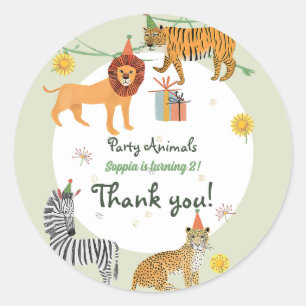 Wild Jungle Birthday Runder Aufkleber