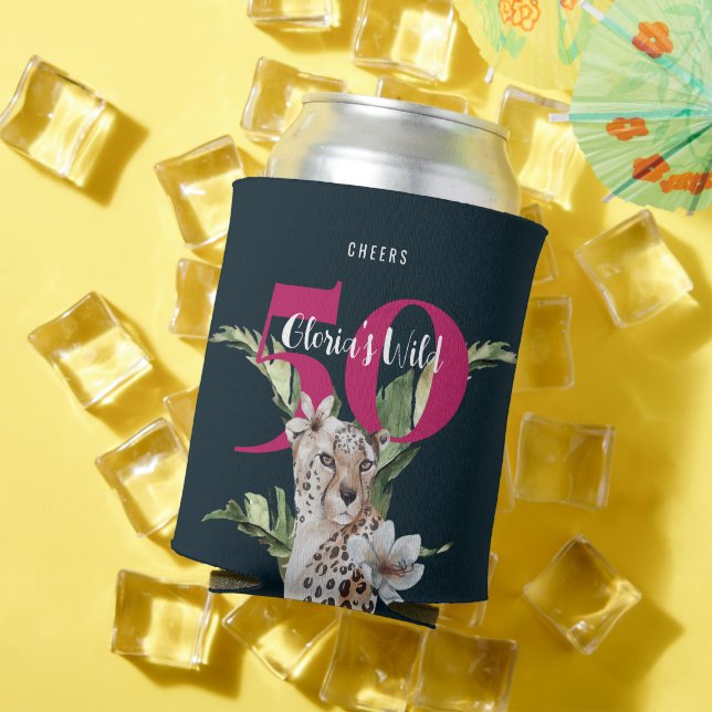 Wild Jungle Leopard Pink 50. Geburtstag Dosenkühler (In Situ Sommer)