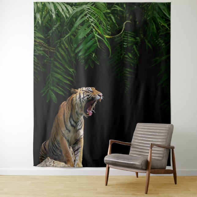 Wild Jungle Roaring Tiger Tapestry Wandteppich (Beispiel)
