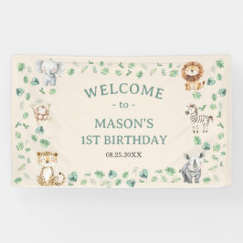 Wild Jungle Safari Animals Birthday Banner