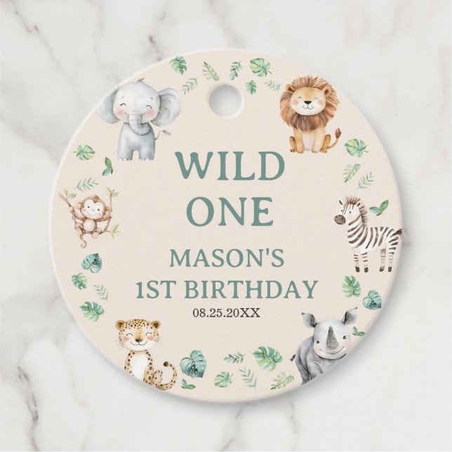 Wild Jungle Safari Animals Birthday Geschenkanhänger (Vorderseite)