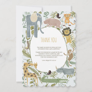 Wild Jungle Safari Tiere Botanische Babydusche Dankeskarte