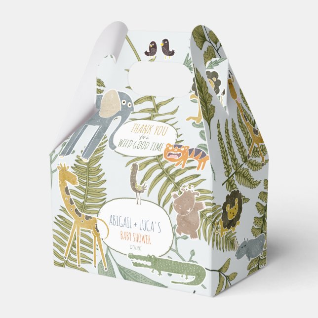 Wild Jungle Safari Tiere Botanische Babydusche Geschenkschachtel (Vorderseite)