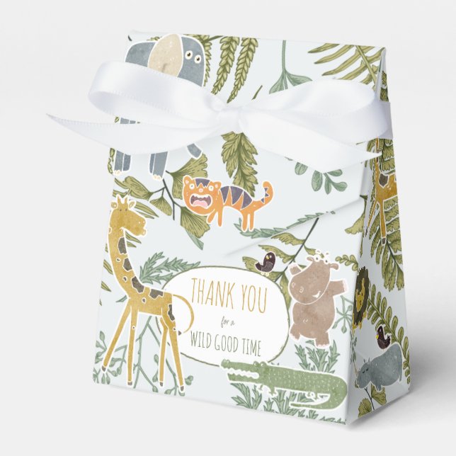 Wild Jungle Safari Tiere Botanische Babydusche Geschenkschachtel (Vorderseite)