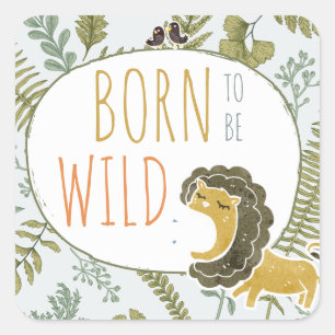 Wild Jungle Safari Tiere Botanische Babydusche Quadratischer Aufkleber