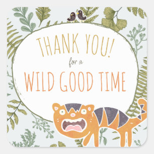 Wild Jungle Safari Tiere Botanische Babydusche Quadratischer Aufkleber
