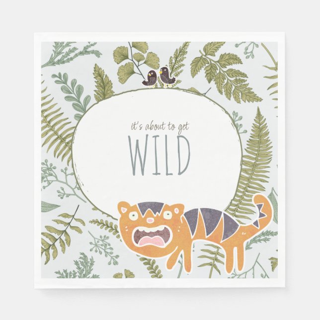 Wild Jungle Safari Tiere Botanische Babydusche Serviette (Vorderseite)