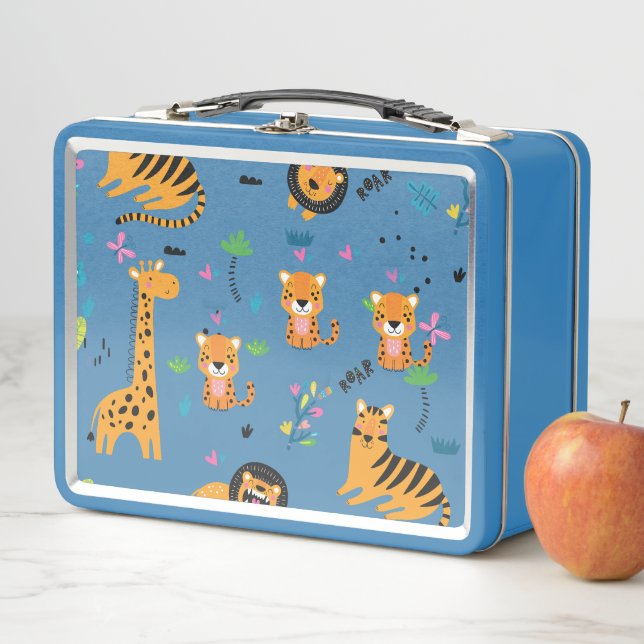 Wild Jungle Tigers Giraffes & Lions pattern  Metall Brotdose (Beispiel)