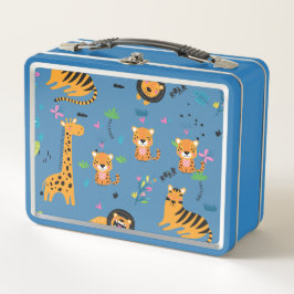 Wild Jungle Tigers Giraffes & Lions pattern  Metall Brotdose