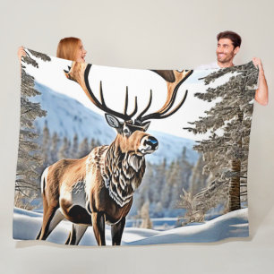 Wild kanadisches Reindeer-Design Fleecedecke
