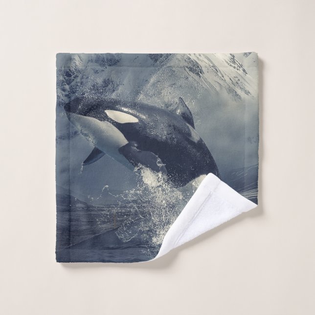 Wild Killer Whale Jumping Badhandtuch Set (Waschlappen)