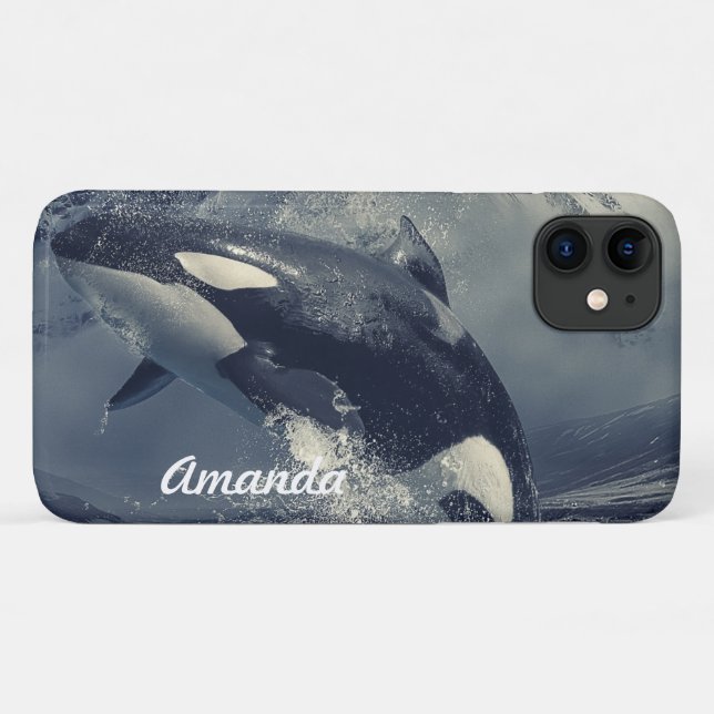 Wild Killer Whale Jumping Case-Mate iPhone Hülle (Rückseite (Horizontal))