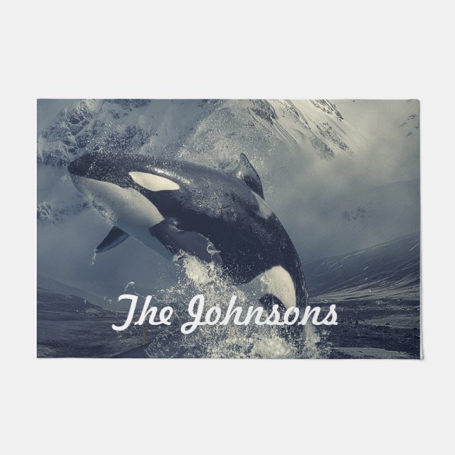 Wild Killer Whale Jumping Fußmatte (Vorderseite)