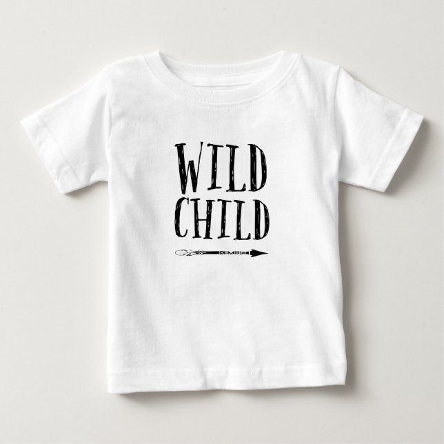 Wild Kind handgezeichnete Typografie Kinder T - Sh Baby T-shirt (Vorderseite)