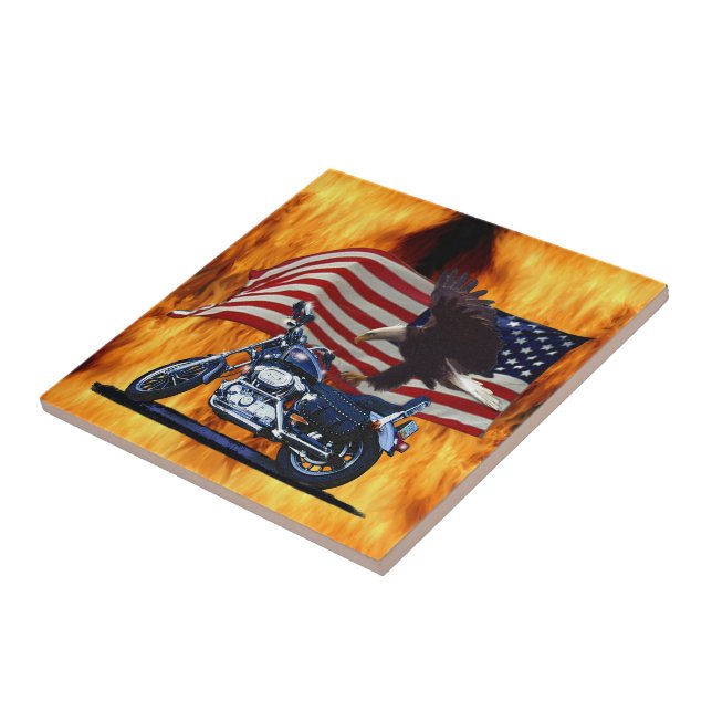 Wild & kostenlos - Patriotischer Adler, Motorrad u Fliese (Seite)