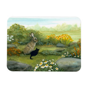Wild lebende Tiere wundern sich Kaninchen und das Magnet