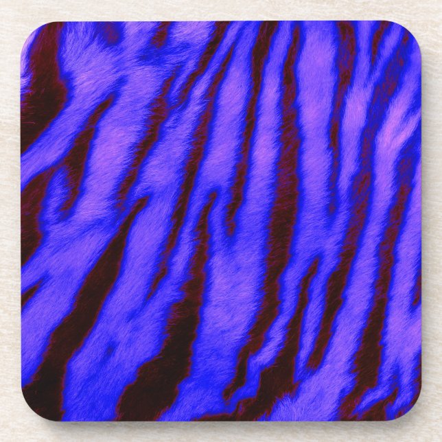 Wild & lebendig Blaue Tiger Streifen Untersetzer (Vorderseite)