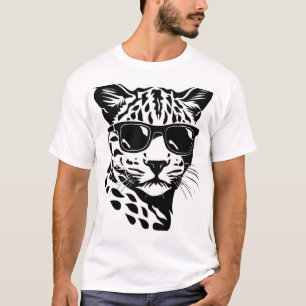 Wild Leopard Art T-Shirt – Kühnes Schwarz & Weiß A