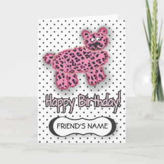 WILD Leopard Geburtstagskarte Rosa Karte