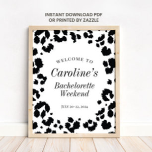 Wild Leopard Print Bachelorette Party Welcome Sign Poster