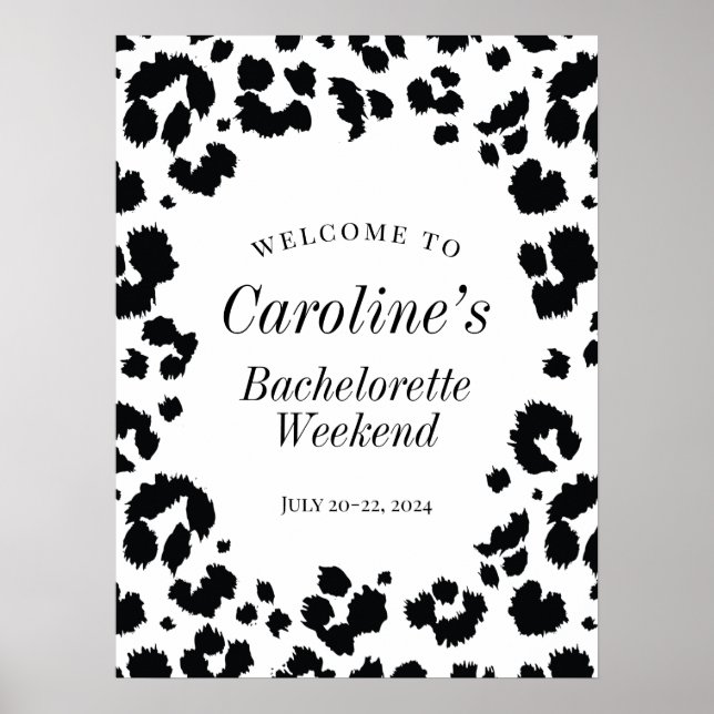 Wild Leopard Print Bachelorette Party Welcome Sign Poster (Vorne)