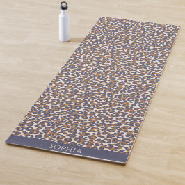 Wild Leopard Print Blue and Brown- Yoga Mat Yogamatte