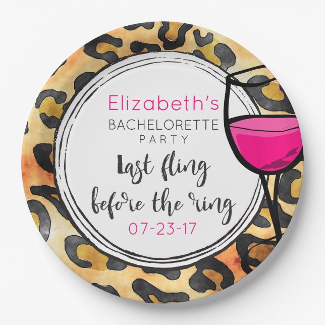 Wild Leopard Spots Muster letzte Fling Bachelorett Pappteller (Vorderseite)