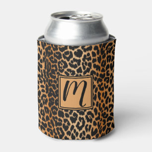 Wild Leopard Tierdruckmuster mit Monogramm Dosenkühler