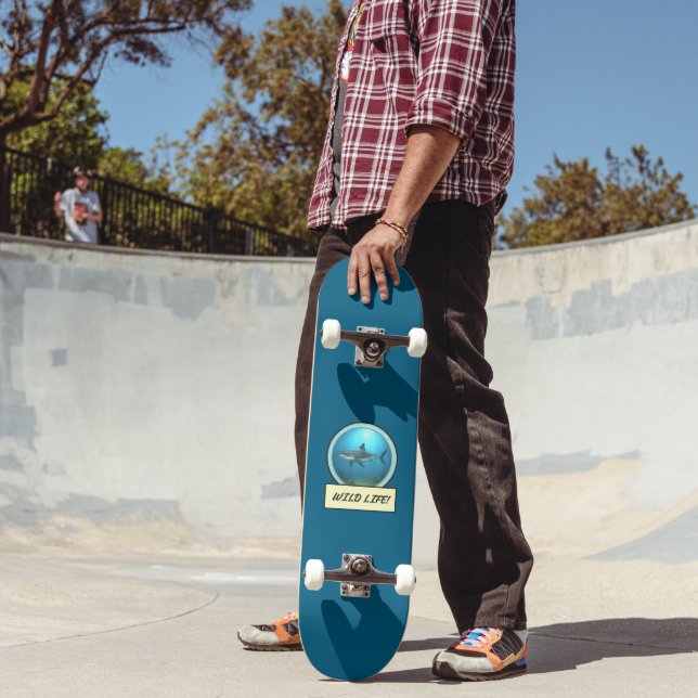 Wild Life! Great White Shark Ocean Blue Skateboard (Außenbereich 2)