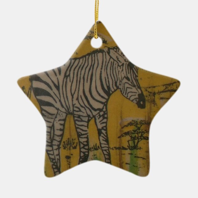 Wild Life Kenya African Safari Zebra.png Keramik Ornament (Vorne)