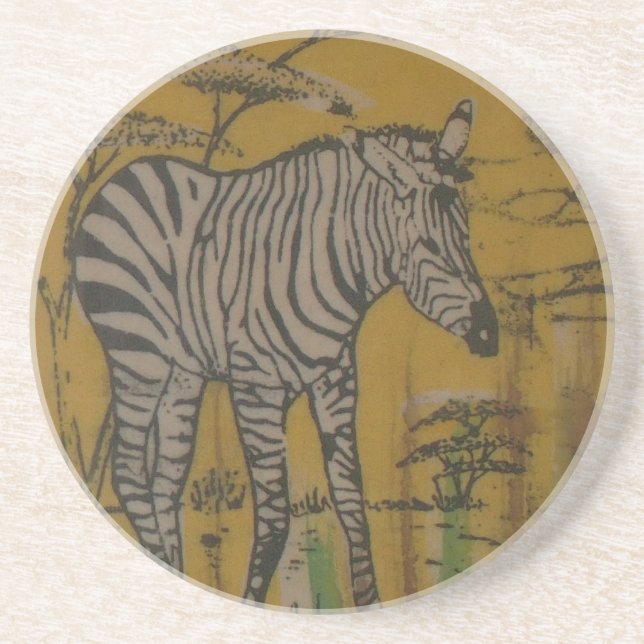 Wild Life Kenya African Safari Zebra.png Sandstein Untersetzer (Vorne)