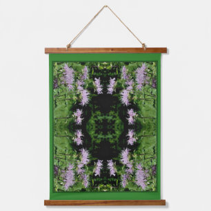 Wild Lila Bee Balm Abstrakt Wandteppich Mit Holzrahmen