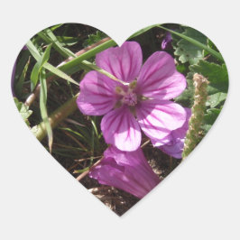 Wild Lila Cranesbill Herz-Aufkleber