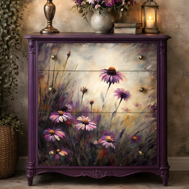 Wild Lila Daisy Decoupage Seidenpapier (Wild Purple Daisy Decoupage Tissue Paper)