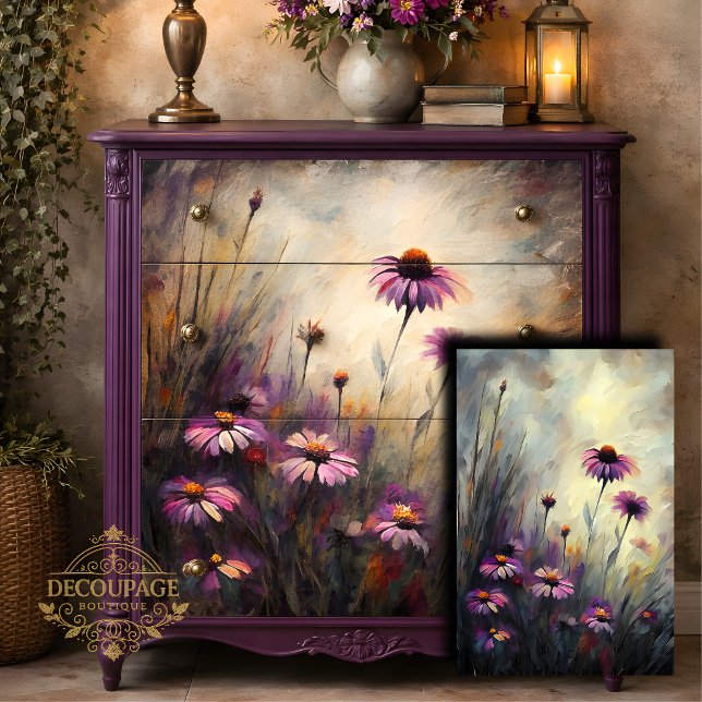 Wild Lila Daisy Decoupage Seidenpapier (Wild Purple Daisy Decoupage Tissue Paper)