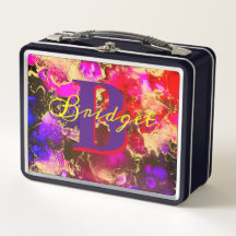 Wild Lila und Fuscia Alcohol Tinte Metal Lunch Box