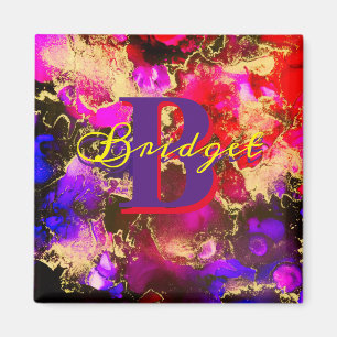 Wild Lila und Fuscia Alkohol Tinte Magnet