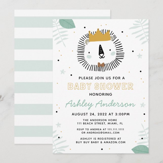 Wild Lion Baby Shower Einladung (Vorne/Hinten)