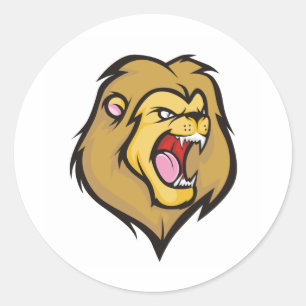 Wild Lion Cartoon Style Runder Aufkleber