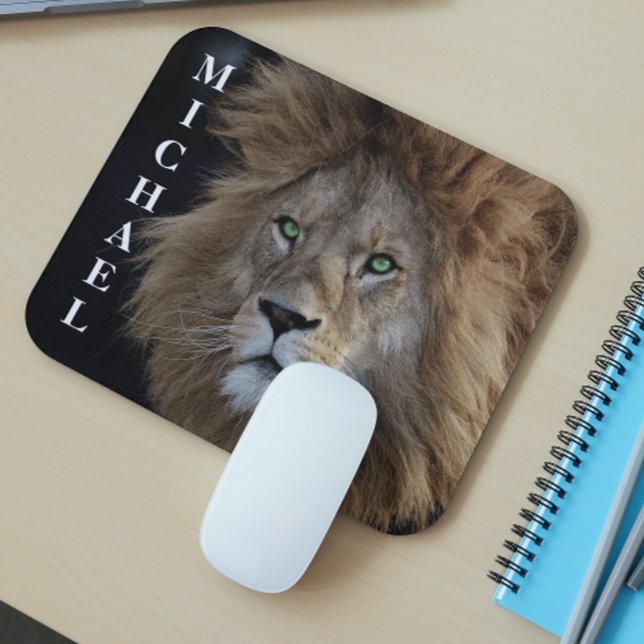 Wild Lion Foto Grüne Augen Personalisiert Mousepad (Von Creator hochgeladen)
