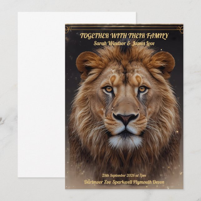 Wild Lion Head Portrait Einladung (Vorne/Hinten)