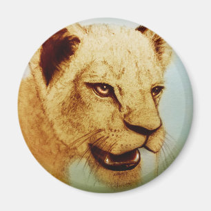 Wild Lion, realistische Art Round Magnet