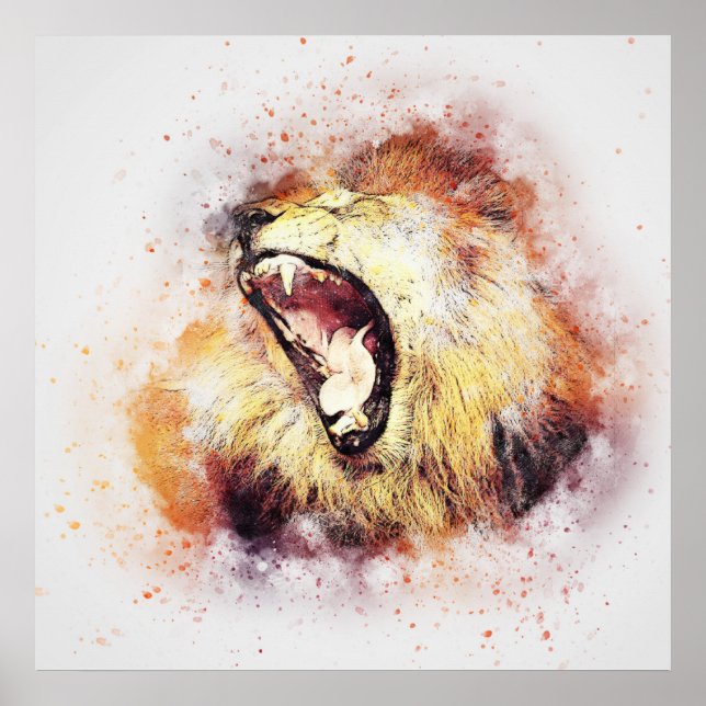 Wild Lion Safari Jungle Artwork Foto Poster (Vorne)