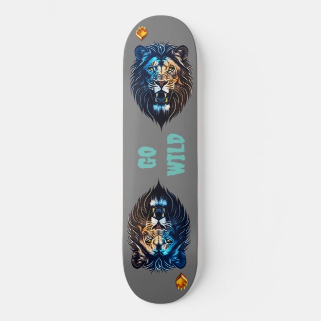 Wild Lion Skateboard | Wildlife Art Board (Vorderseite)