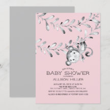 Wild Little Monkey Girls Babydusche Einladung
