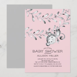 Wild Little Monkey Girls Babydusche Einladung