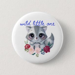 Wild Little One Raccoon Button